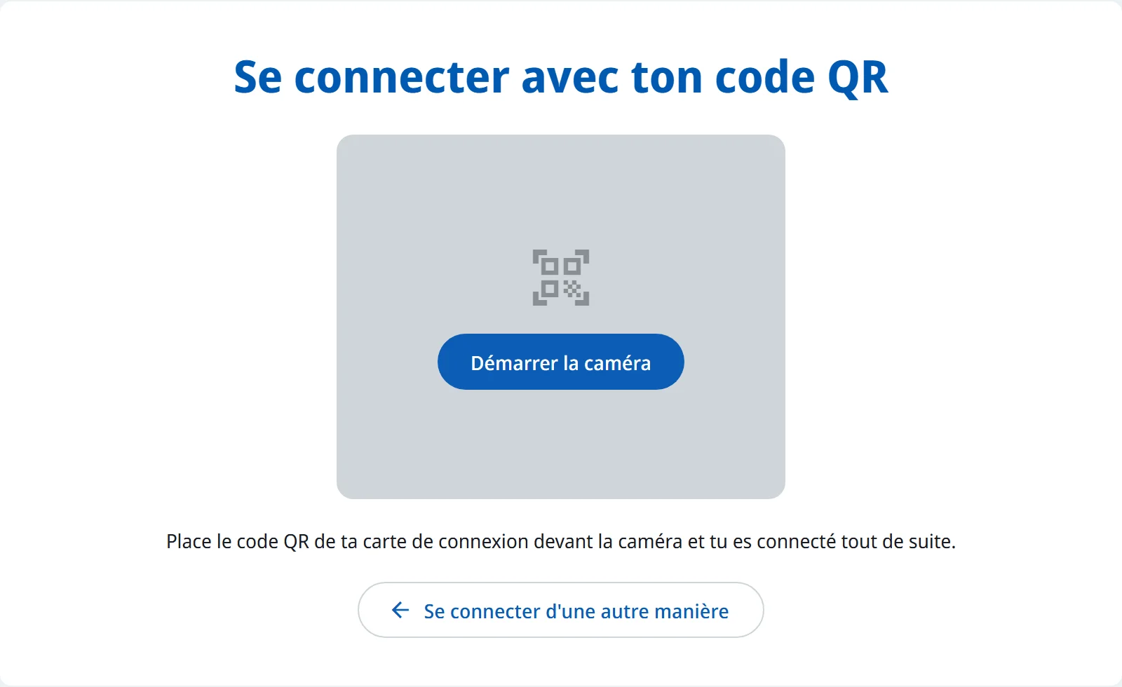 Le scanner QR avec la caméra allumée